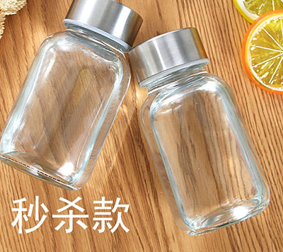 原价3.05元特价高硼硅耐高温钢盖单层玻璃杯随手水杯简约杯（无售后）A5-1-1