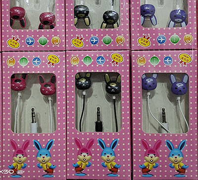 兔头卡通款通用款有线耳机六B30-3-5