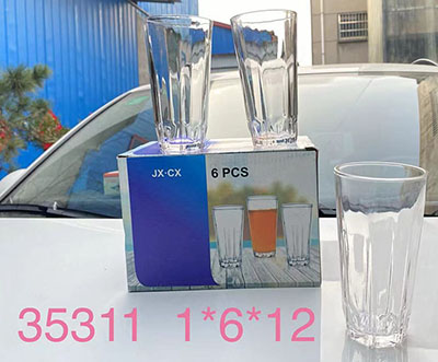 D5012大号特价钢化风条纹透明玻璃杯网红冰拿铁美式咖啡杯-六B2-3-1