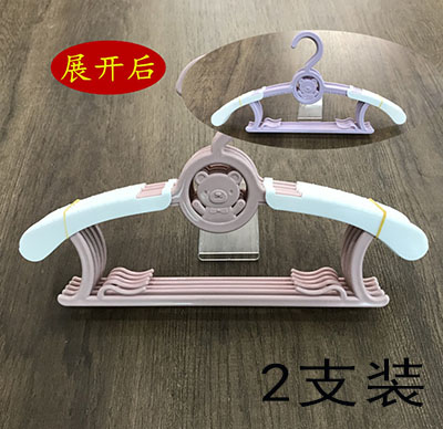 2支装儿童伸缩衣架衣撑婴儿晾衣架子婴幼儿防滑衣撑六B7-2-2