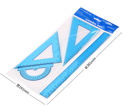 特价大号30cm4件套塑料透明彩色便宜尺子套装吊卡简易opp袋六B5-1-2