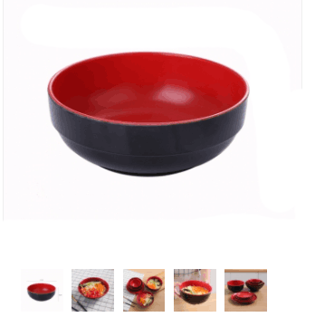 特价处理韩式密胺碗 5-8寸加厚红黑碗 仿瓷餐具A9-3-1