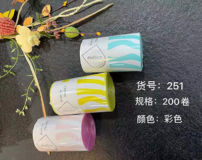 251爆款超大卷平口彩色加厚点断式垃圾袋200卷/箱六B2-4-1