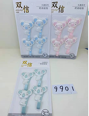 双信北欧简约9901拼色考拉四个装活动五金粘钩挂钩粘钩门后挂钩160/箱六B4组架-上