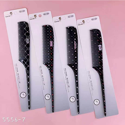 5556-7尖尾黑色轻奢梳美发梳子家居顺发直发梳子20/包400/箱56号C9-2-2