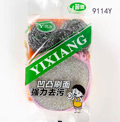 9114Y不粘油洗锅刷碗刷锅神器洗碗海绵钢丝球组合300/箱装六B12-1-2
