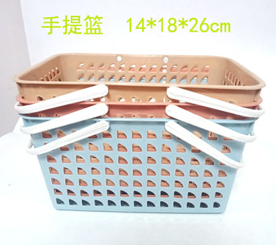 手提篮沐浴篮收纳篮蔬菜篮水果篮洗澡篮沐浴筐手提方篮200/件六B21-1-1