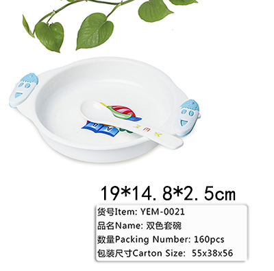 0021双耳儿童餐具仿瓷密胺碗勺套装 卡通餐具婴儿碗儿童碗160/箱六B30-4-2B17-2-3