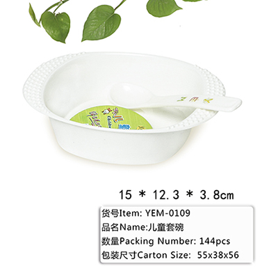 0109防滑儿童餐具仿瓷密胺碗勺套装 卡通餐具婴儿碗儿童碗144/箱六B32-3-4