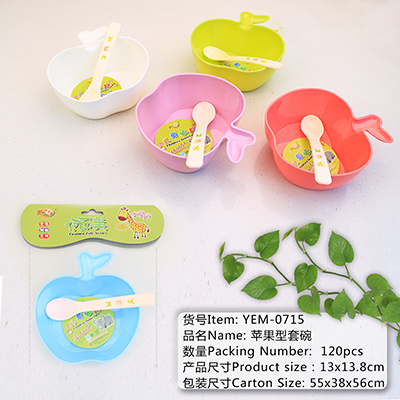 0715苹果儿童餐具仿瓷密胺碗勺套装 卡通餐具婴儿碗儿童碗120/箱B32-1-3