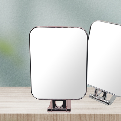 103 玫瑰金 长方形便携式可折叠双面镜 公主镜子高清旋转化妆双面镜子 八A8-1-3