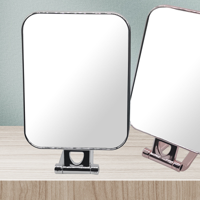 103 银色 长方形便携式可折叠双面镜 公主镜子高清旋转化妆双面镜子八A8-1-3