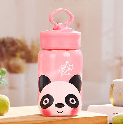 韩版卡通熊猫手机支架玻璃杯水杯男女学生创意潮流带盖杯子B13-1-1