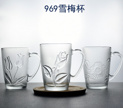 969(K0007)雪梅雕花玻璃杯餐饮杯简约家用商用茶杯72/箱六B19-2-1