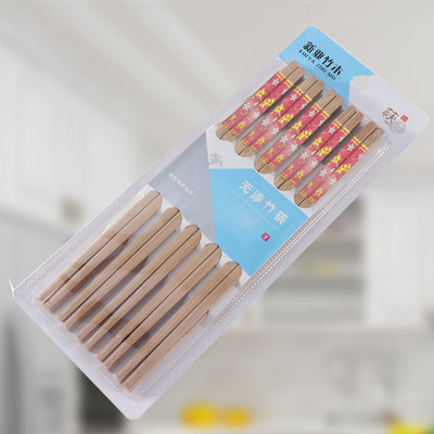（240/件）0053吸卡 5双装 印花竹木筷子 新亚竹木 家用竹筷 筷子 六B16-1-2