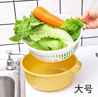 双层洗菜沥水篮大号洗菜塑料盆厨房蔬果篮沥水篮六B29-2-2