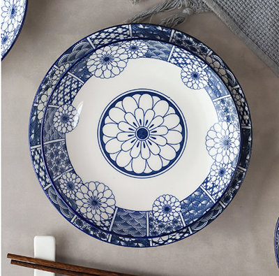 （一级）8.3英寸新中式全彩简约陶瓷饭盘 印彩航空盘（无售后）六A2-4-1-5-1