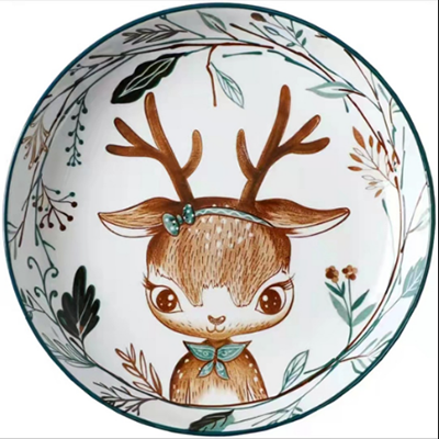 （一级）8.3英寸新中式全彩简约陶瓷饭盘 印彩航空盘（无售后）六A2-4-1-5-1