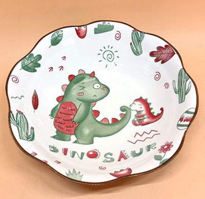 5号印花10.5寸荷口恐龙汤碗陶瓷汤碗创意印花陶瓷大汤碗（无售后不包运输破损）/BC区