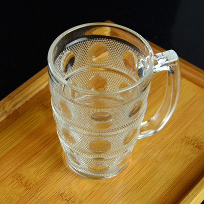 ZB-34A玻璃杯350ml 带把玻璃杯家用耐热泡茶杯水杯大容量扎啤杯果汁杯啤酒杯牛奶杯子六B10-1-1