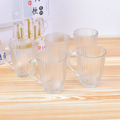 K-0012-6C玻璃杯350ml 带把玻璃杯家用耐热泡茶杯水杯大容量扎啤杯果汁杯啤酒杯牛奶杯子六B10-1-1