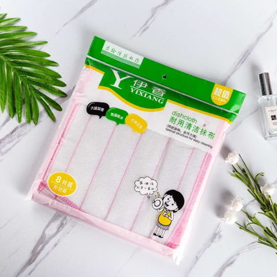 伊香纺系列908百洁布超值8片装6层抹布洗碗巾80/件B30-1-3