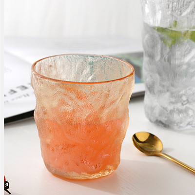 小号冰川玻璃杯 北欧ins风水杯子磨砂简约女牛奶杯啤酒杯果汁杯咖啡杯六B4-3-1