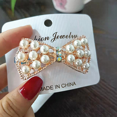 Z001韩版发饰 网红珍珠弹簧夹 顶夹 刘海夹六C5-1-2