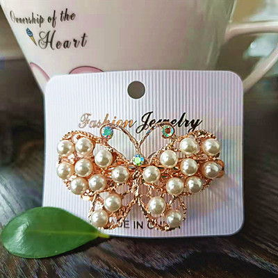 Z004韩版发饰 网红蝴蝶珍珠弹簧夹 顶夹 刘海夹C3-3-3