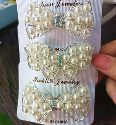 Z005韩版发饰 网红珍珠弹簧夹 顶夹 刘海夹六C5-1-2