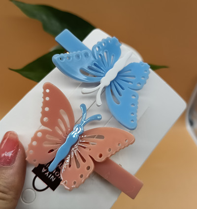 蝴蝶森系发夹立体仿真蝴蝶儿童公主发饰头饰发夹子--多款对夹2号六C4-2-4