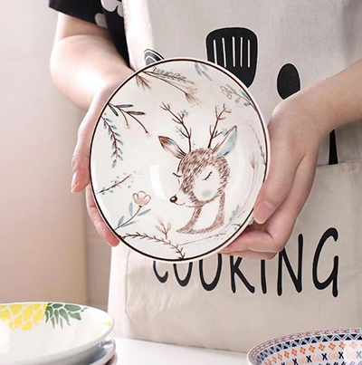 特级波西米亚风7英寸斗碗陶瓷汤碗家用吃饭碗大号面碗随机混搭（破损自理）六A7-2-1