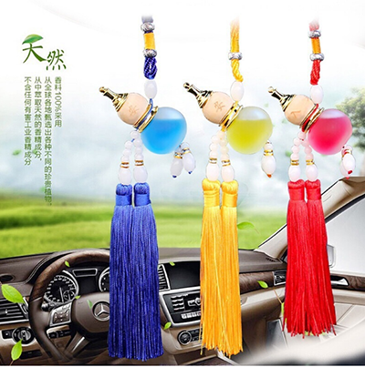 汽车双须流苏葫芦挂件车内后视镜创意车载装饰品吊坠香水挂件/六B43-1-3