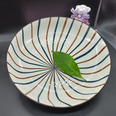 10日式陶瓷盘子 家用菜盘 创意网红牛排盘子手绘8寸芝士盘印花果盘（破损自理）六A6-2-1
