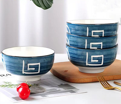 一级4.5寸餐具碗碟套装网红景德镇陶瓷餐具创意日式风套装面碗家用陶瓷碗 （破损自理）