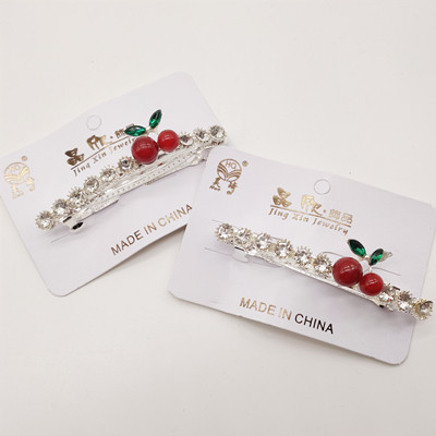 银色超仙樱桃发夹甜美可爱头饰弹簧夹 C3-3-4