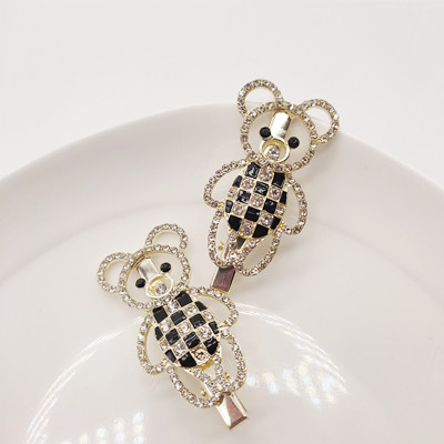 韩版侧边夹金属发卡镶钻小熊发夹 C3-3-3