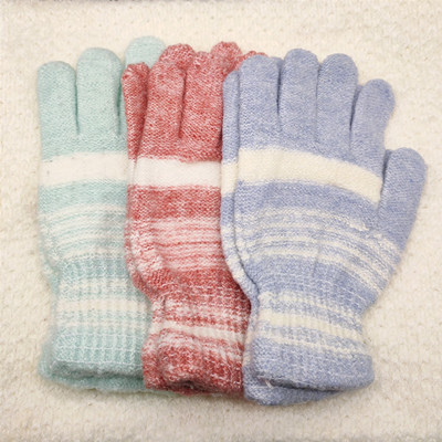 2号女款冬季保暖防寒针织毛线手套全指手套六B22-2-2