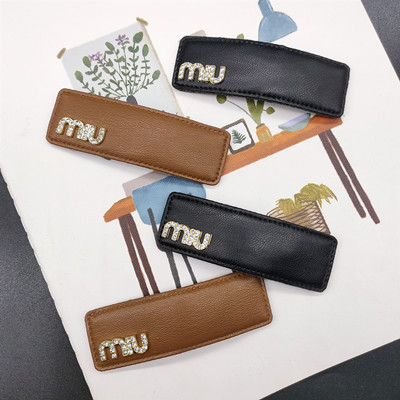 特价高端皮质字母水钻侧边夹ins发卡刘海夹C3-1-1