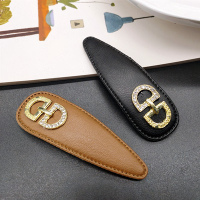 特价高端发饰女韩版皮质水钻BB夹秋冬发卡C3-1-1