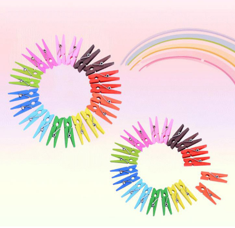 (50个装）彩色可爱小木夹子迷你创意木制小夹子彩色便签3.5cm木夹六B38-1-4