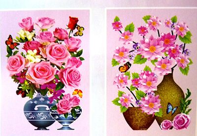 49*30cm新款仿4D立体墙贴批发 可移除清新花瓶系列组合贴画六B37-1-2