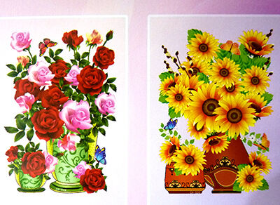 49*30cm新款仿4D立体墙贴批发 可移除清新花瓶系列组合贴画六B37-1-2