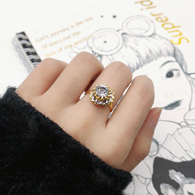 特价1号韩国东大门金色轻奢镶钻戒指女创意个性首饰 C10-2-4