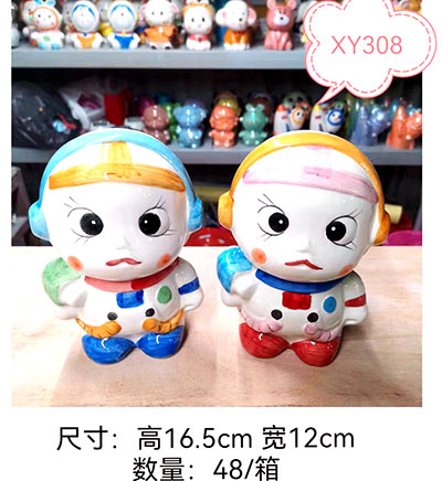 创意礼品5寸陶瓷存钱罐礼品摆设公仔（8-9款混搭））六B9-2-1