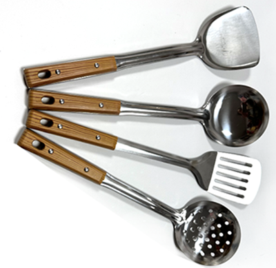 3129条纹不锈钢锅铲 防烫加厚炒漏勺八B39-1-1