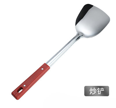 3129棕色条纹不锈钢锅铲 防烫加厚炒菜铲六B32-1-1