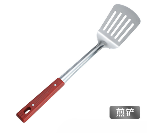 3129棕色条纹不锈钢锅铲 防烫加厚炒煎铲六B32-1-1