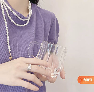 5609六角带把轻奢咖啡杯泡茶杯简约早餐杯六B9-2-1B10-1-1