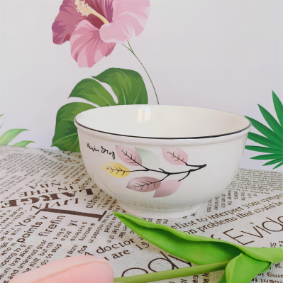 一级4.5英寸黑七彩多用碗-陶瓷米饭碗餐厅面碗100/箱---花面随机 六A6-2-1A5-1-1